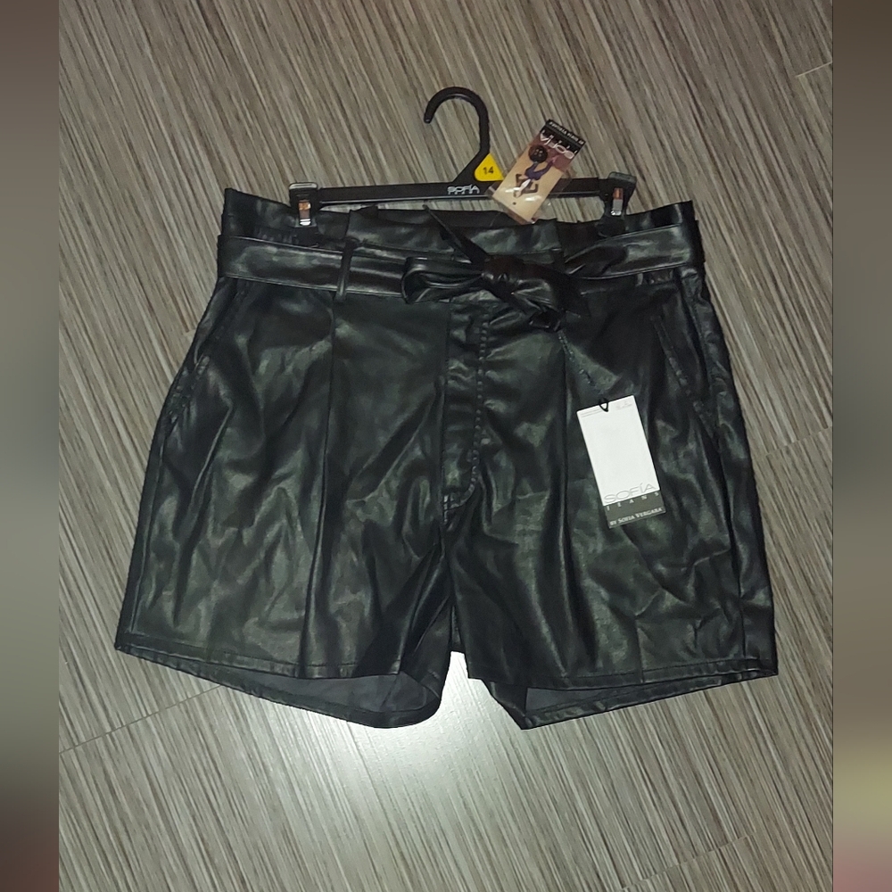 Black Leather Women Shorts